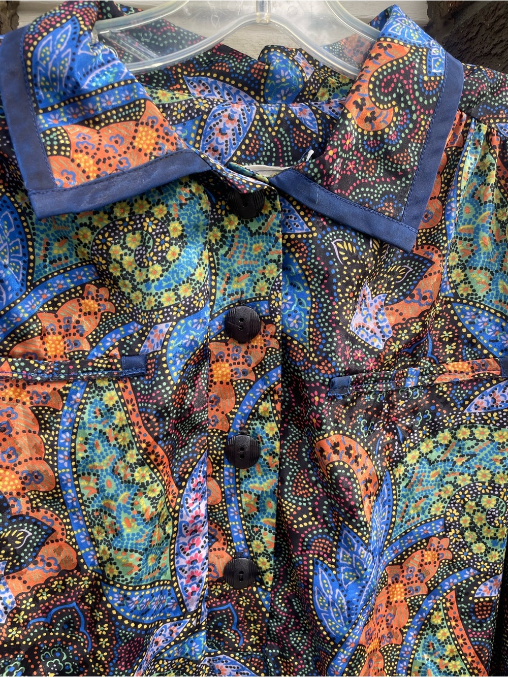 Vintage Plus Sized Paisley Print Dress in Blue & Orange
